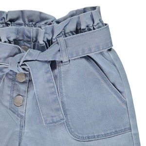 Σορτς paperbag σε jean με ζώνη που δένει για κορίτσι 