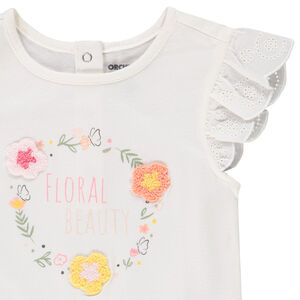 Κοντομάνικο μπλουζάκι με βολάν και σχέδιο για bebe κορίτσι 