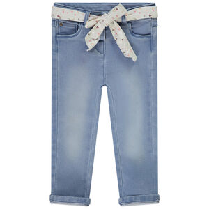 Τζιν ίσιο με ζώνη που δένεται με σχέδιο για bebe κορίτσι 
