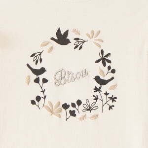 Μπλούζα μακρυμάνικη από jersey με βολάν και φαντεζί σχέδιο για bebe κορίτσι 