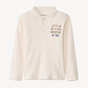 Polo manches longues effet côtelé pour garçon 