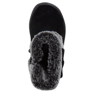 Μαύρες μισές μπότες με συνθετική γούνα και φιόγκο 