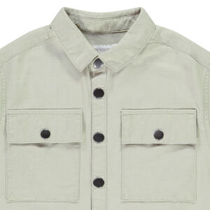 Πουκάμισο μακρυμάνικο μονόχρωμο υφασμάτινο με τσέπες για αγόρι 