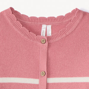 Ζακέτα πλεκτή κοτλέ ριγέ για bebe κορίτσι 