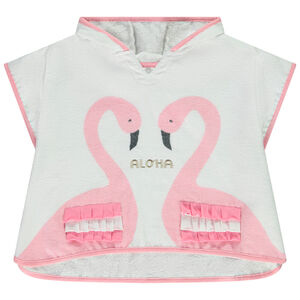 Κάπα μπάνιου από σφουγγάρι με σχέδιο φλαμίνγκο για κορίτσι bebé 