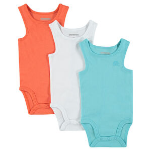 Σετ από 3 αμάνικα σώματα από βαμβάκι για μωρό αγόρι με εκτύπωση λογότυπου 