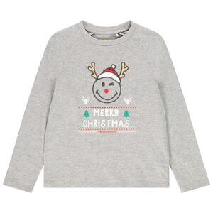 T-shirt de Noël manches longues motif renne pour enfant garçon Main T-shirt de Noël manches longues motif renne pour enfant garçon