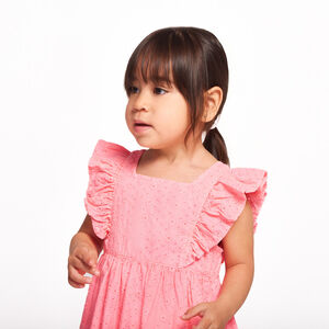 Φόρεμα κοντομάνικο με κεντημένο σχέδιο για μωρό κορίτσι 