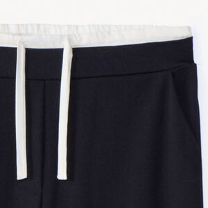 Παντελόνι μονόχρωμο με εφέ 2 σε 1 από φανέλα για κορίτσι 