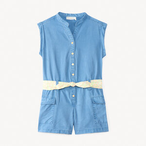 Σαλοπέτα χωρίς μανίκια με ζώνη με λουλούδια για κορίτσι 