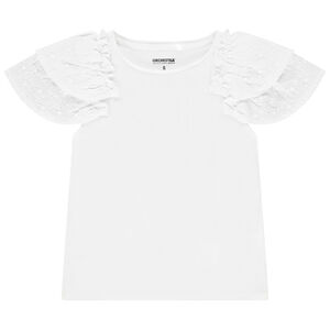 Κοντομάνικο μπλουζάκι με κέντημα και βολάν για κορίτσι 