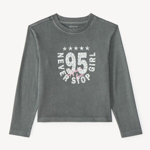 T-shirt à manches longues pour fille effet délavé 