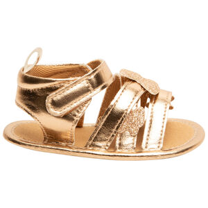 Χρυσαφί σανδάλια με λεπτομέρειες πεταλούδες για bebe κορίτσι 