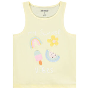 Μπλουζάκι αμάνικο με φαντεζί πλεκτά σχέδια για κορίτσι 