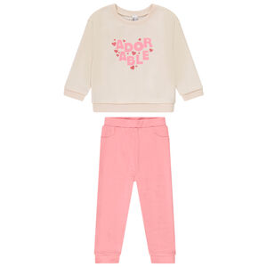 Σετ jogging molletonné print καρδιές για bebe κορίτσι 