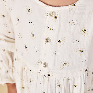 Ρόμπα μακρυμάνικη από βαμβακερή γάζα με σχέδιο για bebe κορίτσι 