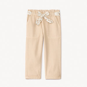 Jean droit avec ceinture fleurie pour bébé fille 