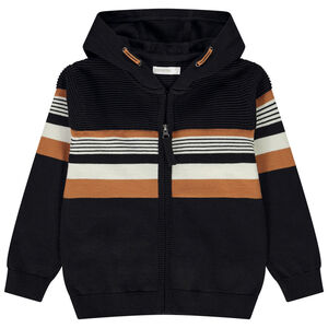 Ζακέτα με κουκούλα από φαντεζί πλεκτό για αγόρι 