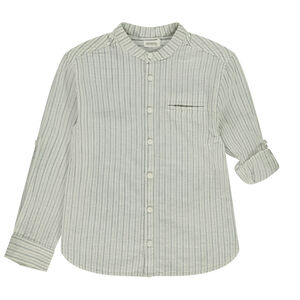 Πουκάμισο μακρυμάνικο με αναδιπλούμενα μανίκια και ριγέ για αγόρι 