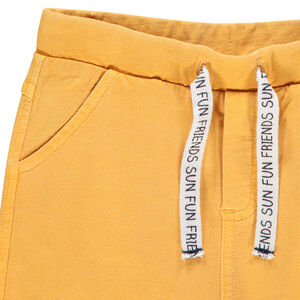 Βερμούδα από φούτερ μονόχρωμη με εκτυπωμένα κορδόνια για bebe αγόρι 