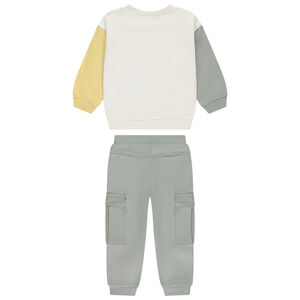 Σετ φόρμας από molleton με εφέ color block για bebe αγόρι 
