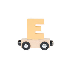 Wagon en bois lettre "E" - jaune 