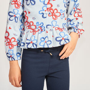 Tunique manches longues rayée et imprimée fleurs pour fille 