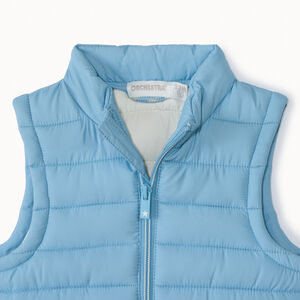 Αμάνικο μπουφάν από υφασμάτινο καπιτονέ μονόχρωμο για bebe αγόρι 