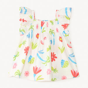 Τουνίκ με ρίγες και πολύχρωμο τροπικό σχέδιο για κορίτσι. 