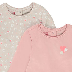 Σετ από 2 μακρυμάνικα μπλουζάκια από jersey για bebe κορίτσι 