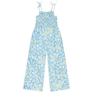 Κομπιναζιόν μακρύ με σχέδιο λουλούδια και σμόκ για κορίτσι 