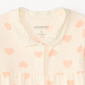 Πιτζάμα μακριών μανικιών από ζέρσεϊ με σχέδιο καρδιά για κορίτσι μωρό 