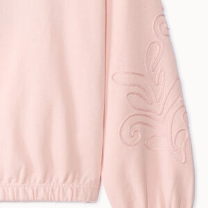 Φούτερ molleton μονόχρωμο με μοτίβα cording στα μανίκια για κορίτσι 