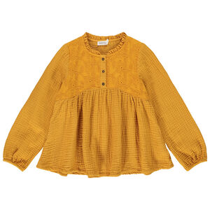 Tunique en double gaze de coton détails brodés pour fille Main Tunique en double gaze de coton détails brodés pour fille