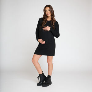 Robe manches longues en tricot uni pour femme 