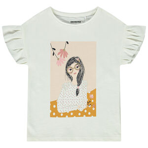 T-shirt manches courtes en jersey print fantaisie pour fille Main T-shirt manches courtes en jersey print fantaisie pour fille