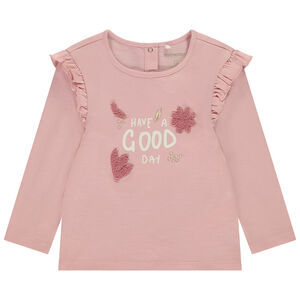 T-shirt μακρυμάνικο με βολάν και φαντεζί σχέδιο για κορίτσι 