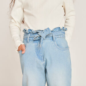 Τζιν paperbag με ζώνη για κορίτσι 