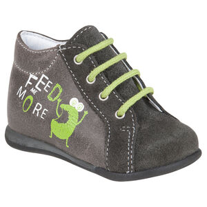 Μποτάκια με κορδόνια από δέρμα με print μήνυμα 