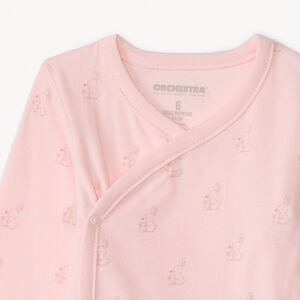 Σετ 2 πλεκτά bodies με μακριά μανίκια και σχέδια λαγουδάκια για μωρό κορίτσι 