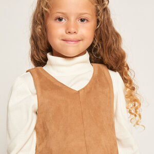 Αμάνικο φόρεμα με επένδυση από σουέντ ύφασμα με εφέ δέρματος για κορίτσι 