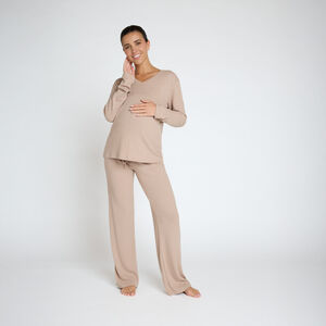 Σετ πιτζάμα εγκυμοσύνης 2 τεμαχίων από πλεκτό jersey μονόχρωμο 