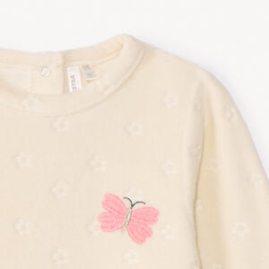 Φορμάκι βελουτέ με εφέ dévoré και σχέδιο λαγού για bebe κορίτσι με διαφορετικά ανοίγματα ανάλογα με την ηλικία 