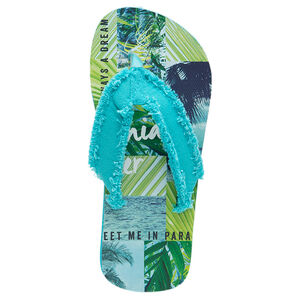 Σαγιονάρες με υφασμάτινο λουράκι και εμπριμέ εξωτικό μοτίβο 