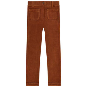 Jegging με τσέπες από βελουτέ μονόχρωμο για κορίτσι 