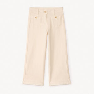 Παντελόνι τζιν φαρδύ με κουμπιά από συνθετική κεχριμπάρι για κορίτσι 