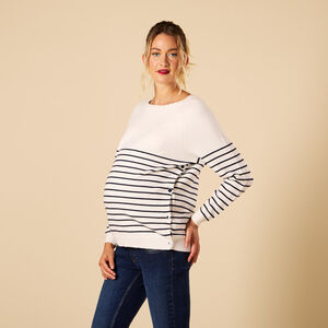 Ριγέ Πλεκτό Πουλόβερ Θηλασμού Σε Ναυτικό Στυλ 