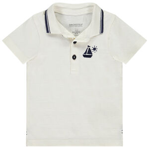 Πολό κοντομάνικο με φαντεζί κέντημα για μωρό αγόρι 