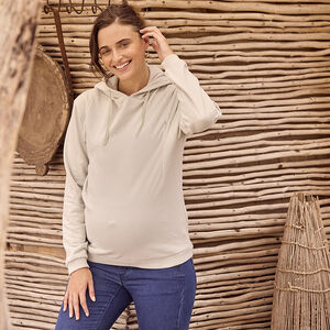 Φούτερ εγκυμοσύνης και θηλασμού με φερμουάρ και bouclettes patches 