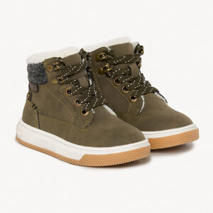 Bottillons verts foncés avec doublure en fourrure pour garçon  